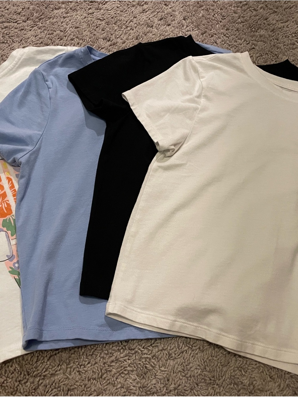 Old Navy Girls Basic Crew Neck Tee Bundle - White, Light Blue, Black